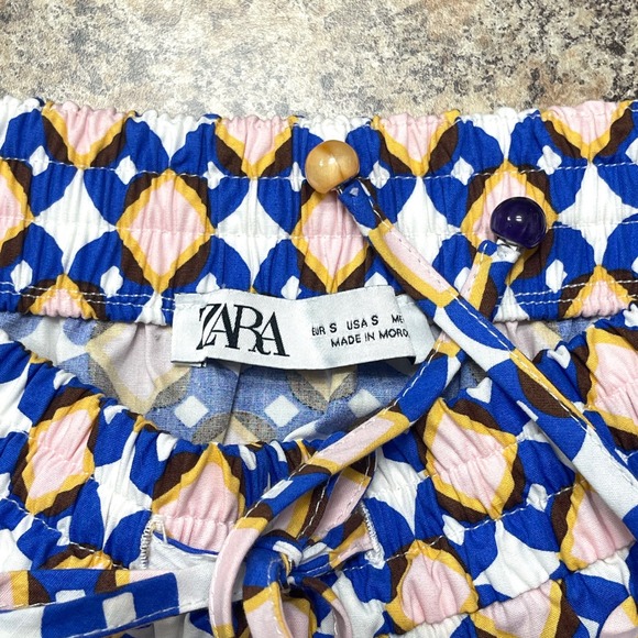 Zara Woman Multicolored Geometric Print Tiered Maxi Skirt Size S - Picture 13 of 15